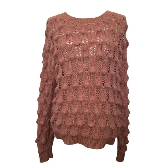 Kye Mi Mauve Pullover Open Knit Boho Sweater Hippie Academia Size Medium - Picture 7 of 7